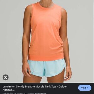 Lululemon swiftly tech breathe muscle tank golden apricot size 4